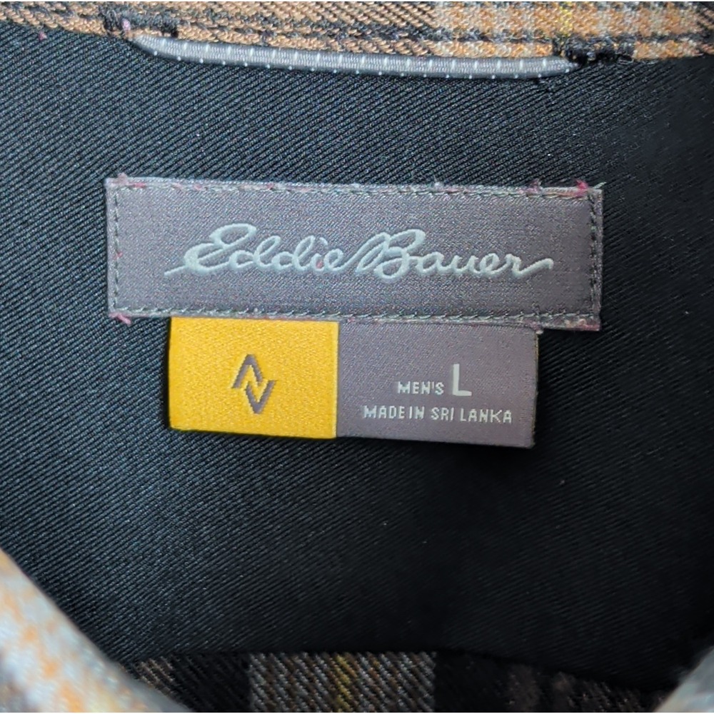 Eddie Bauer First Ascent Plaid Shirt Mens Large L Brown Tan Yellow Button Down - Picture 3 of 13